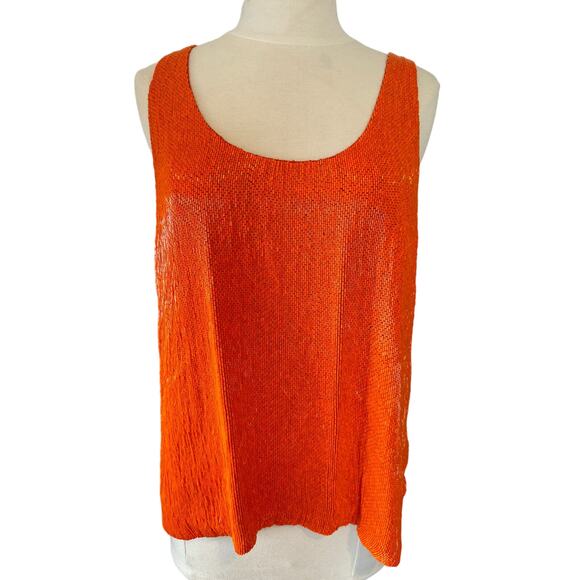 Ralph Lauren Bright Orange Beaded Tank Top - Picture 1 of 16